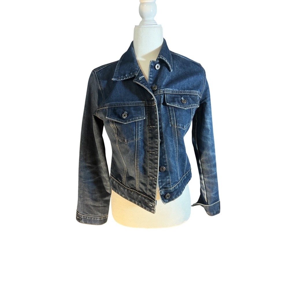 Gap Womens Dark Wash Denim Trucker Jacket Small Blue Jean Coat RN 54023
